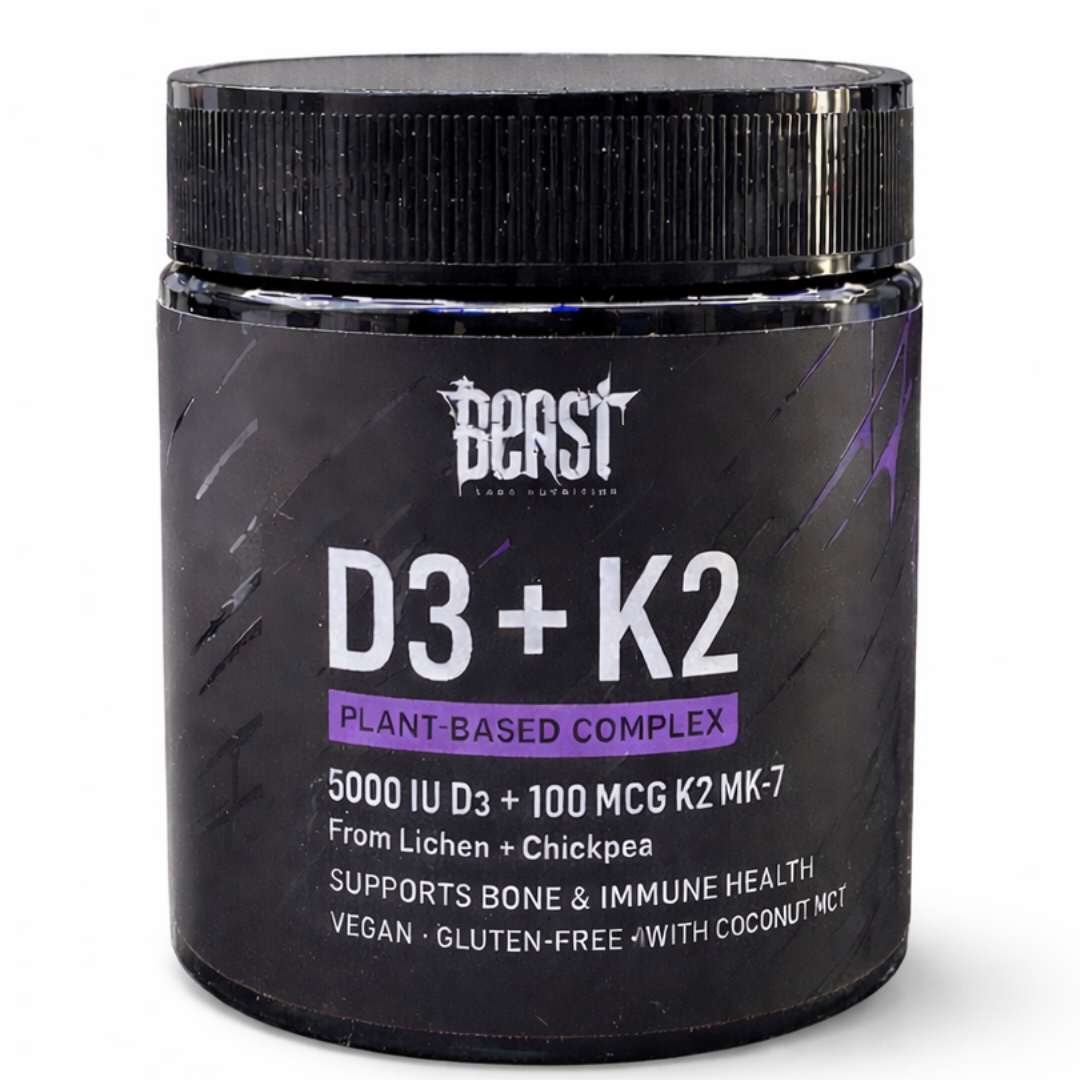 Vitamin D3 + K2 (MK-7) Plant-Based Complex by Beast Labs Nutrition